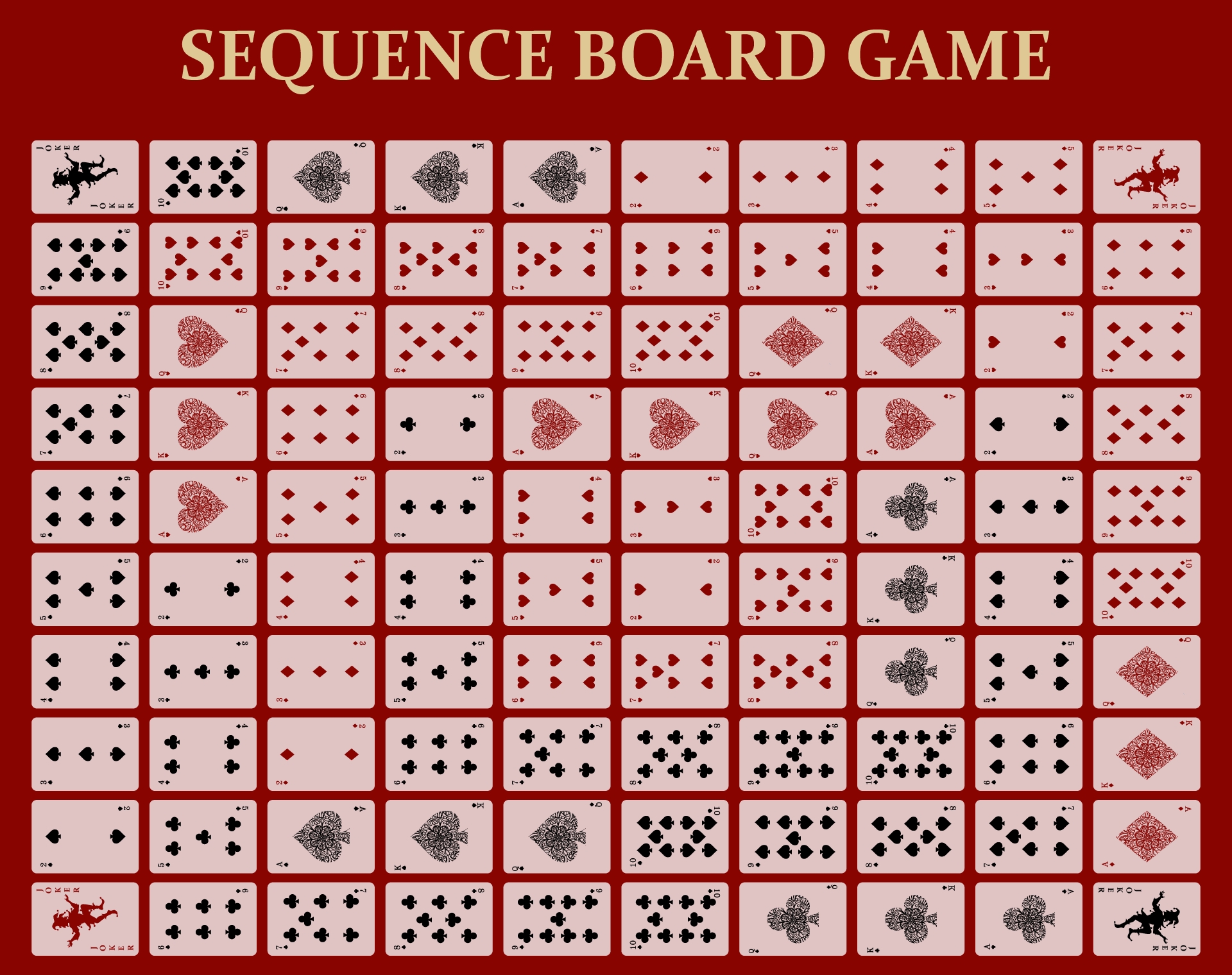 Sequence Board Game 10 Free PDF Printables Printablee