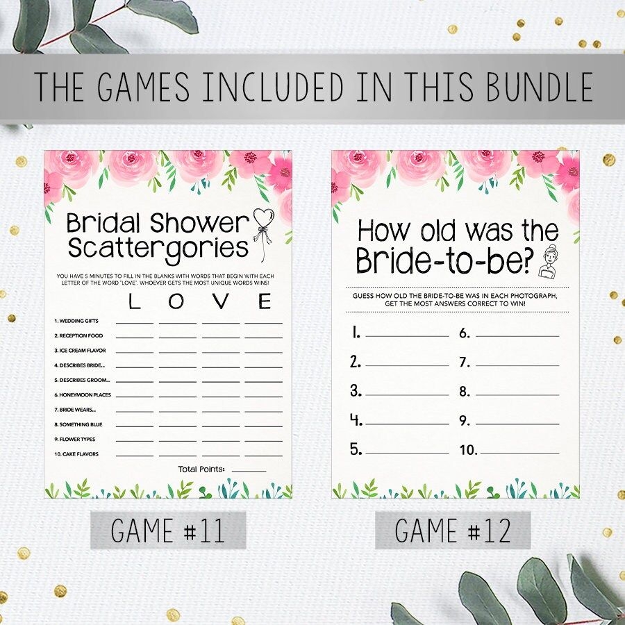 Shower Game Bundle Bridal Shower Games Printable Bridal Etsy Canada 