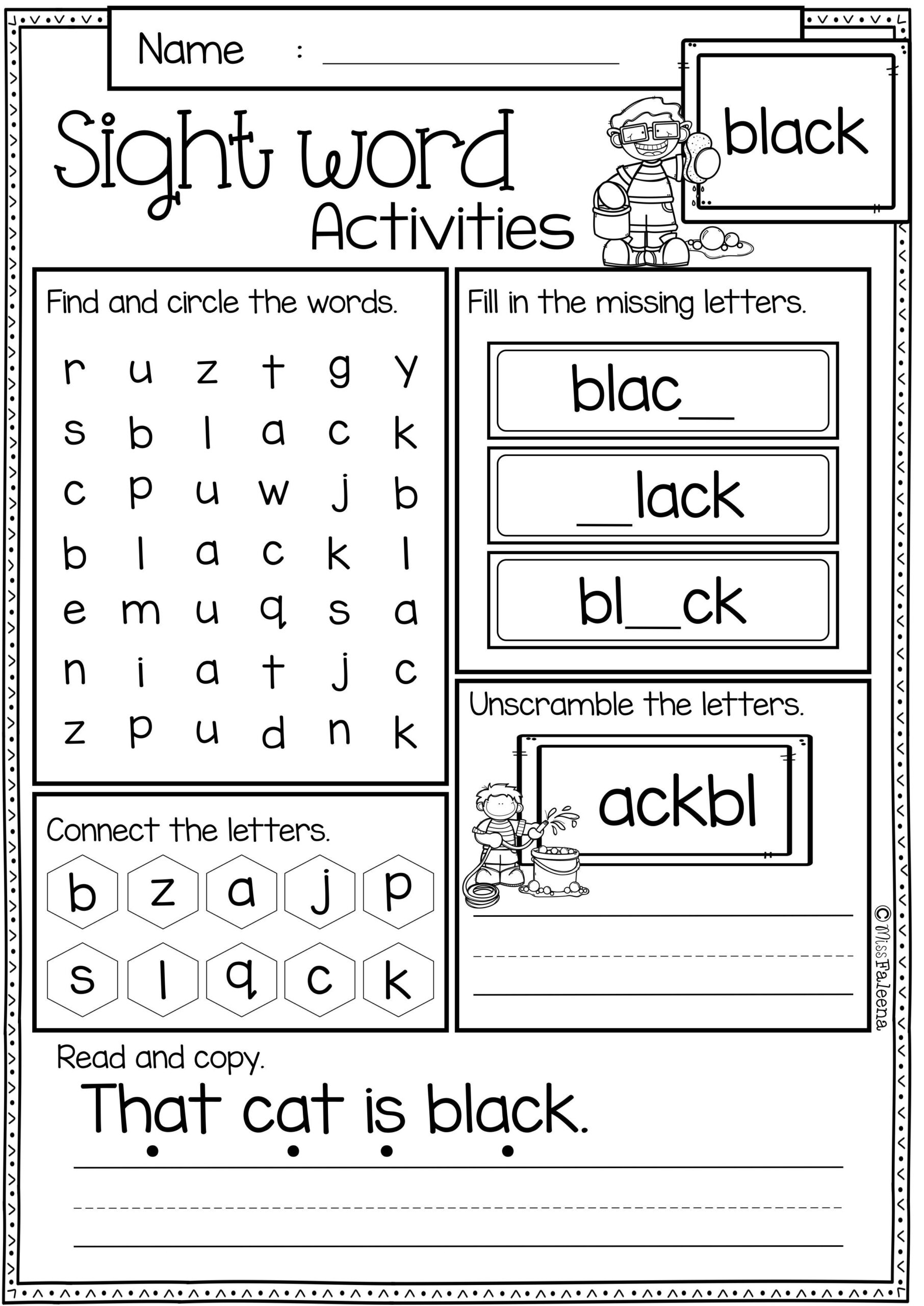 Sight Word Printable Activities