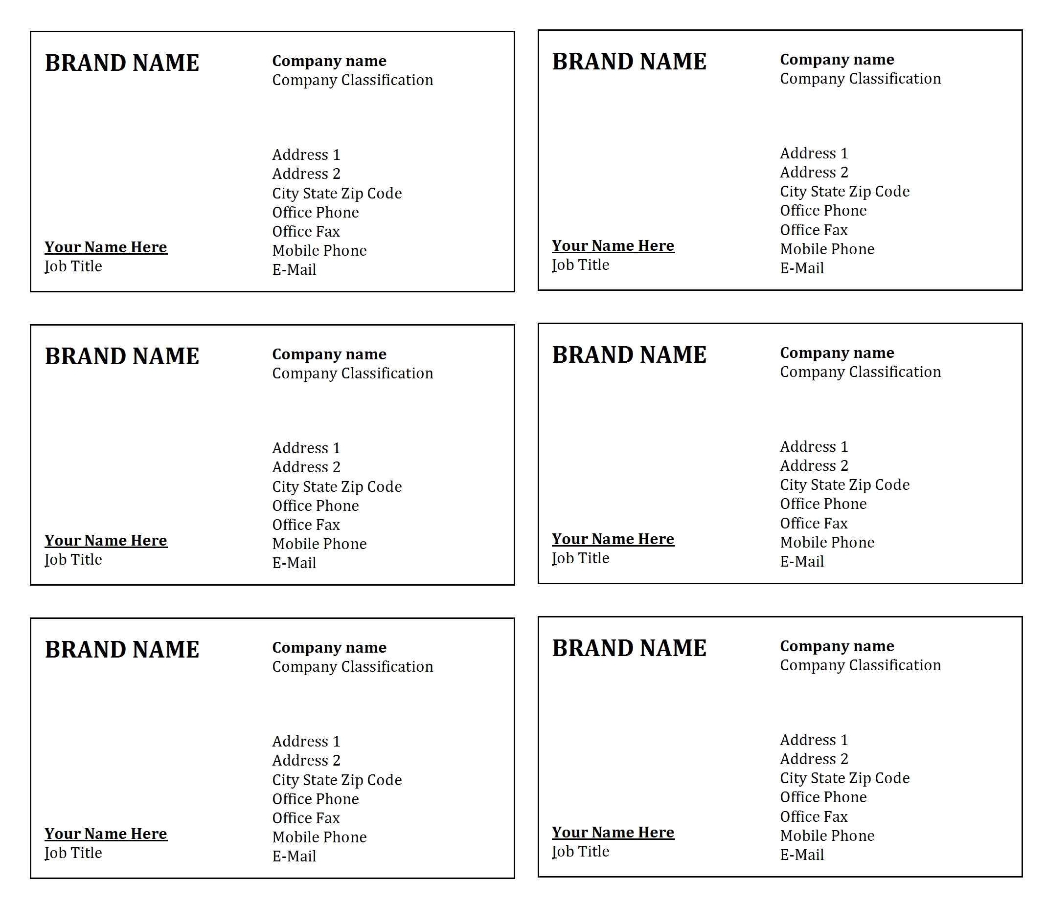 free printable business card templates microsoft word