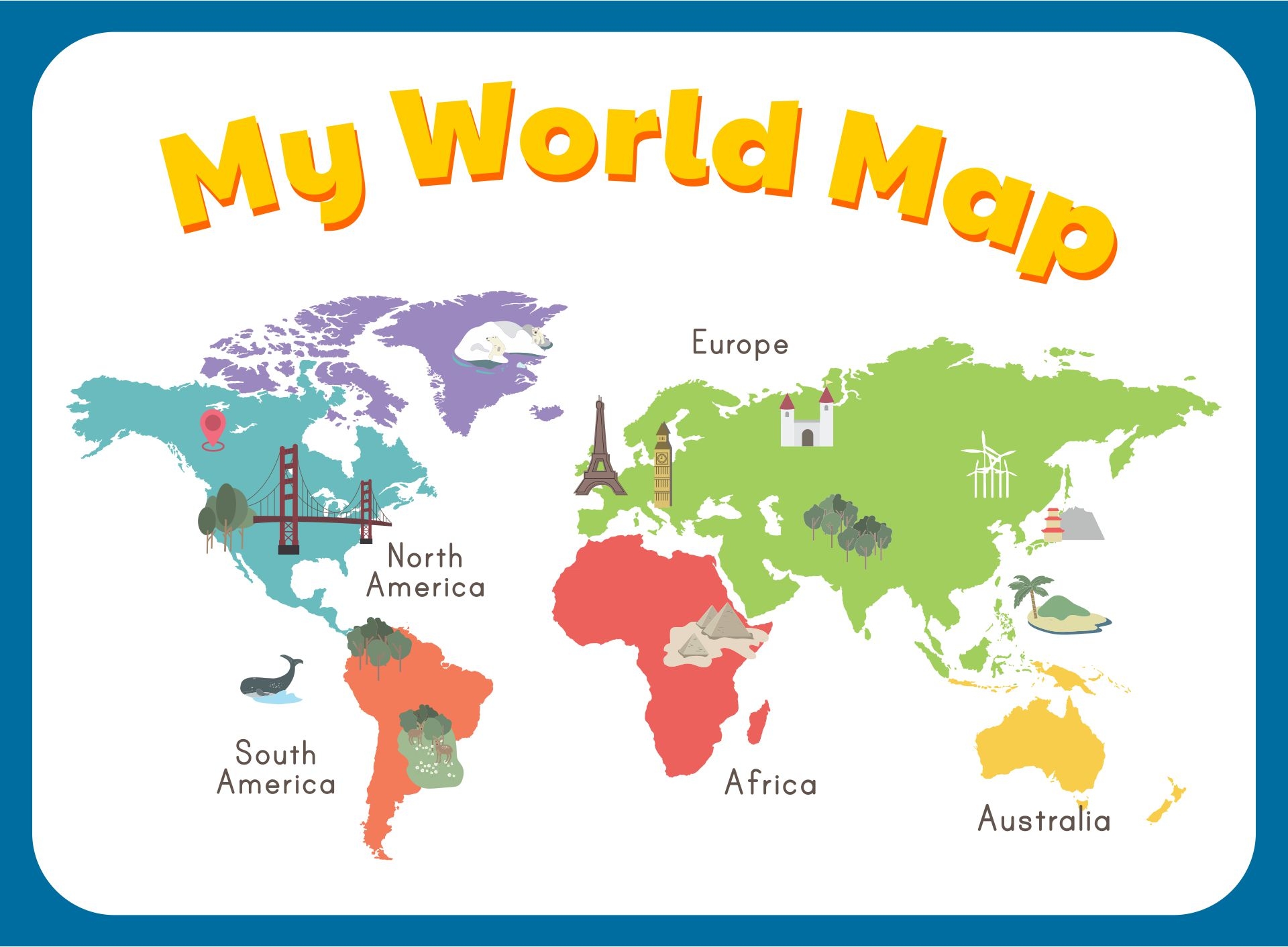 Simple Printable World Map