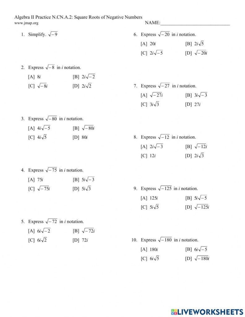 Simplifying Imaginary Numbers Worksheet FactorWorksheets