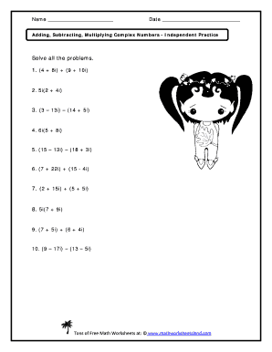 Simplifying Imaginary Numbers Worksheet Fill Online Printable 