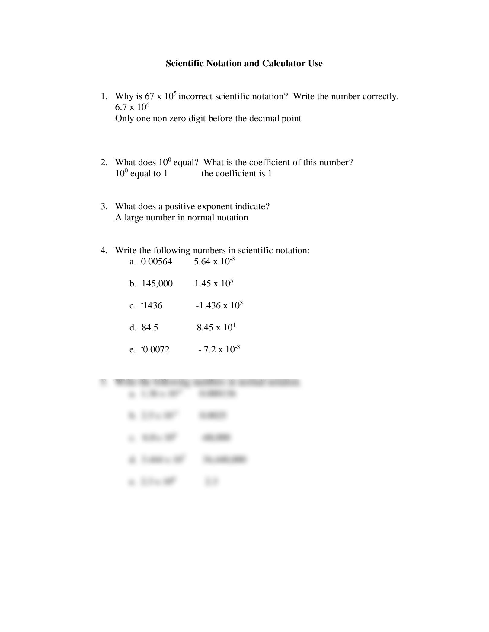 SOLUTION Math Workshop Scientific Notation Worksheet Answer Key 