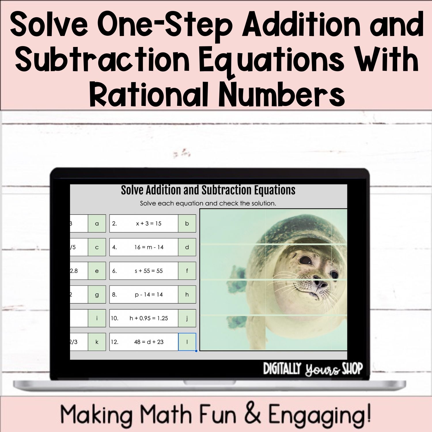 Solve One Step Addition Subtraction Equations Rational Numbers