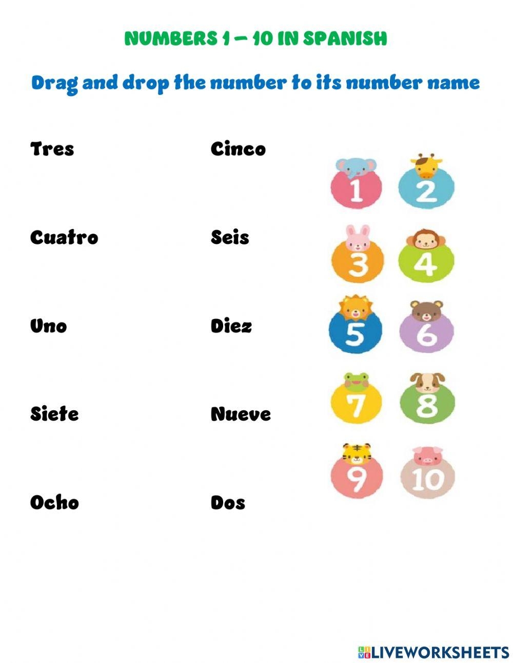Spanish Numbers 1 10 Worksheet Live Worksheets Worksheets Library