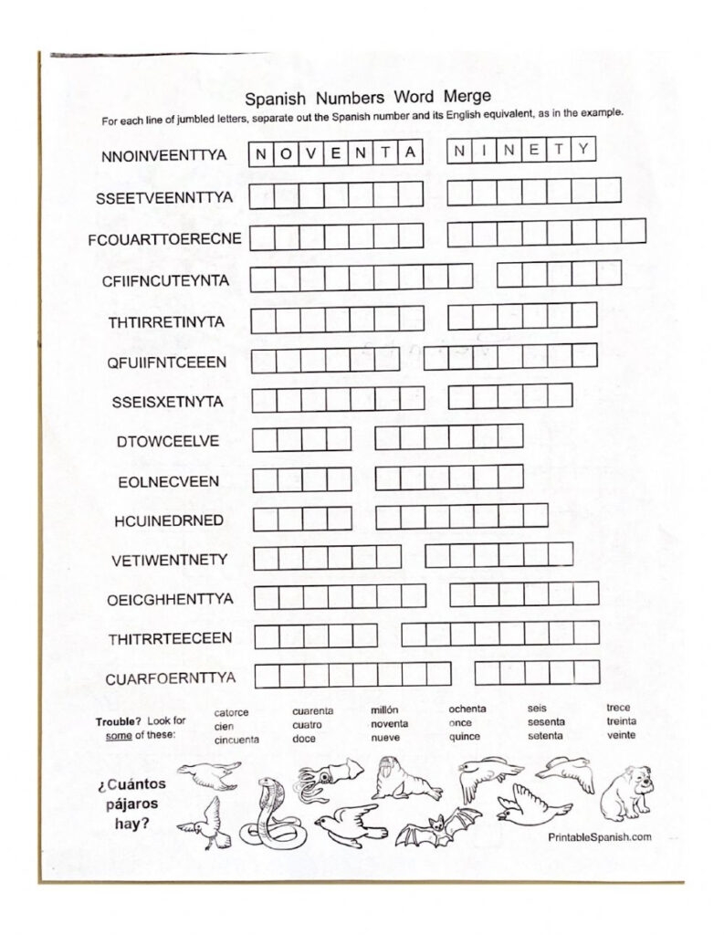 Spanish Numbers Practice 1 100 Worksheet AlphabetWorksheetsFree