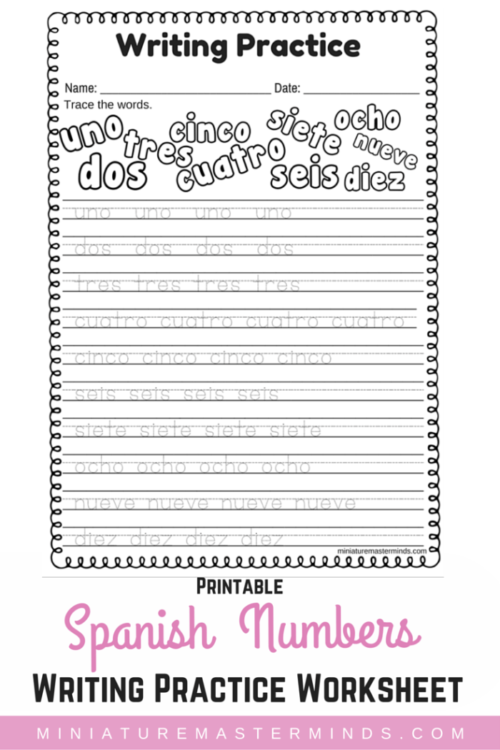 Spanish Numbers Printable Writing Practice Worksheet Miniature 