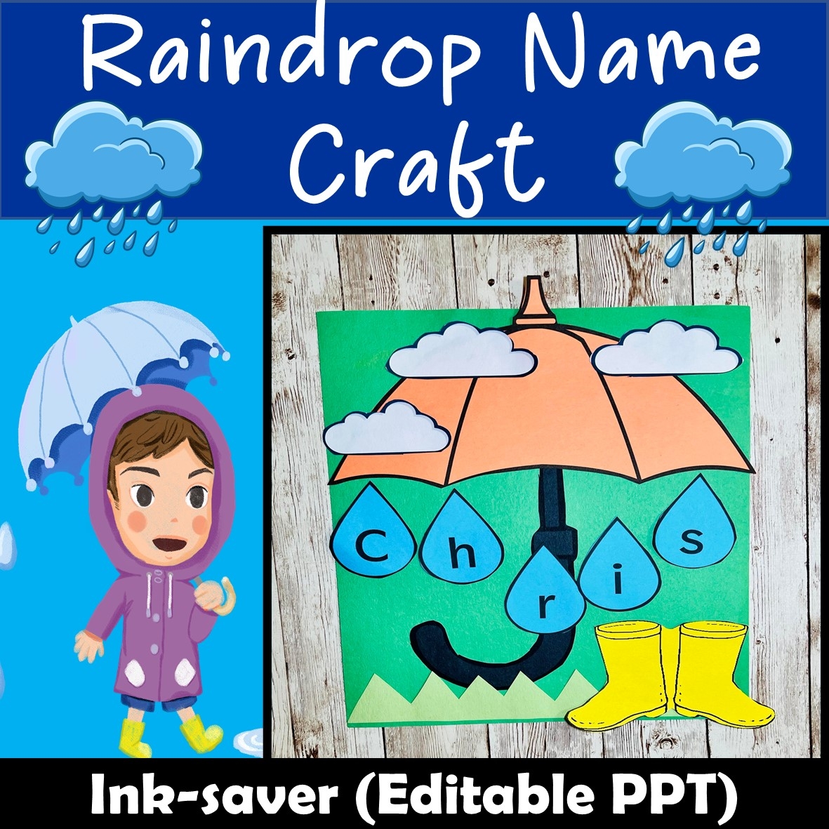 Spring Craft Raindrop Name Craft Activities Made By Teachers