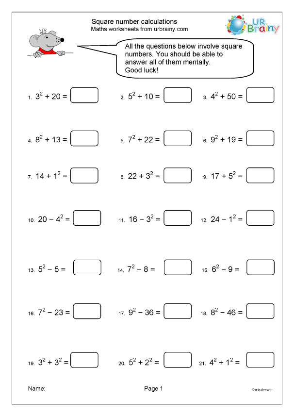Square Number Calculations Multiplication By URBrainy 
