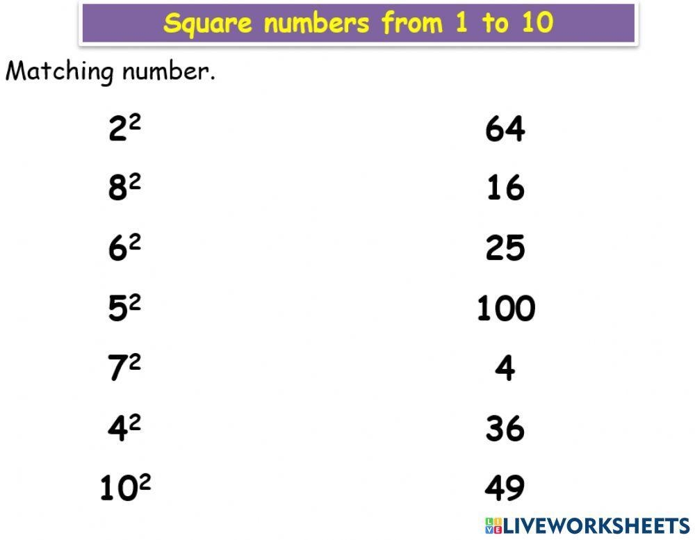 Square Numbers Math Practice Worksheet Grade 3 TeacherVision 