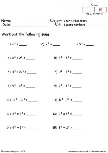 Square Numbers Worksheet AlphabetWorksheetsFree