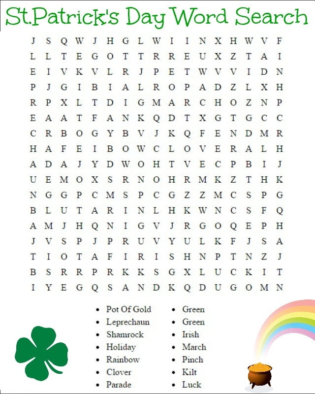 St Patricks Day Activities Printables Printable Calendars AT A GLANCE