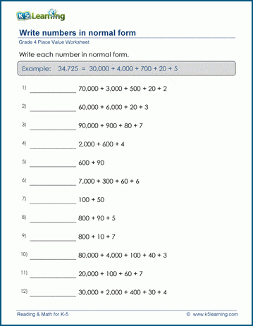 writing numbers in word form worksheets