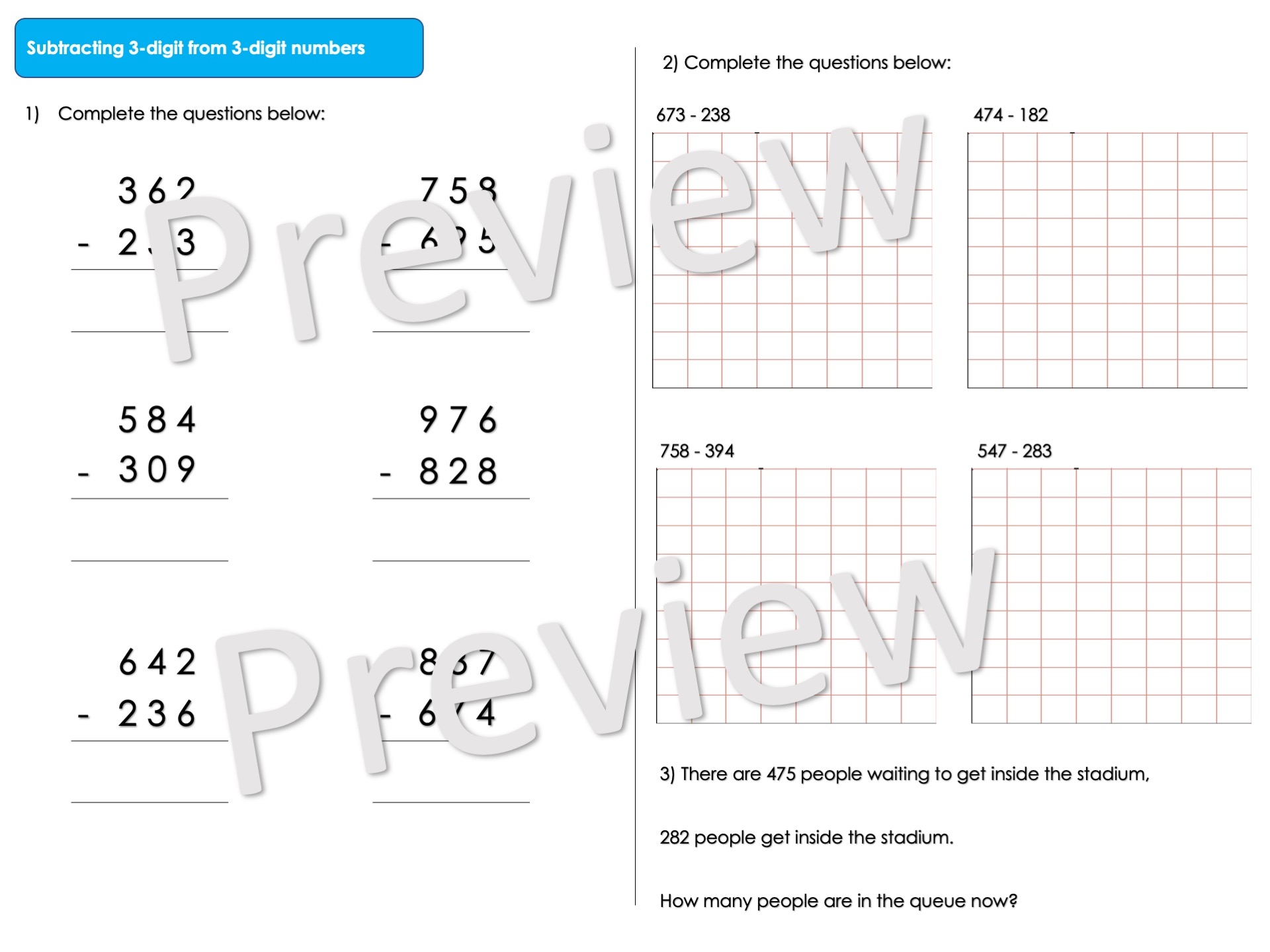 3 digit numbers worksheet
