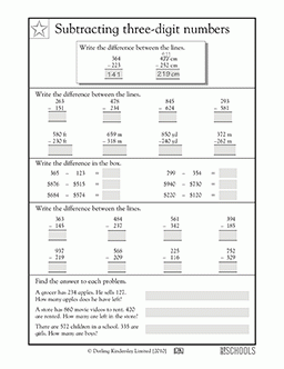 Subtracting Big Numbers 3rd Grade 4th Grade Math Worksheet 