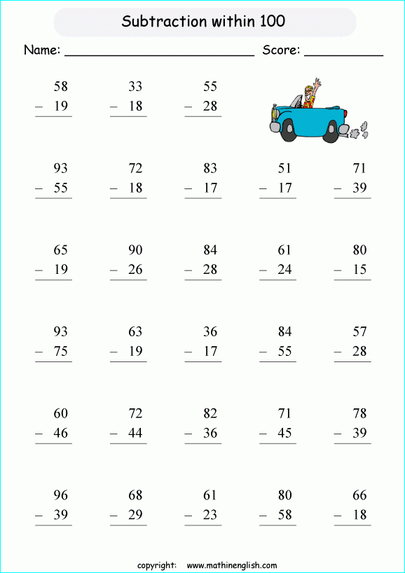 subtracting big numbers worksheets