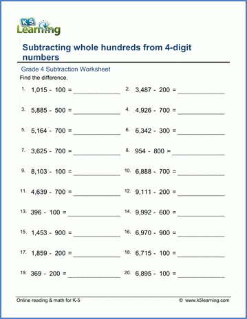add and subtract multi digit whole numbers worksheets