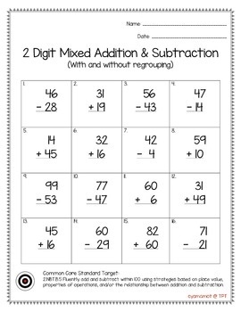 Subtracting Mixed Numbers Without Regrouping Worksheets