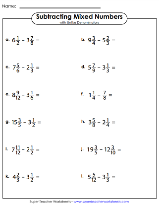 Subtracting Mixed Numbers Worksheets 15 Worksheets Worksheets