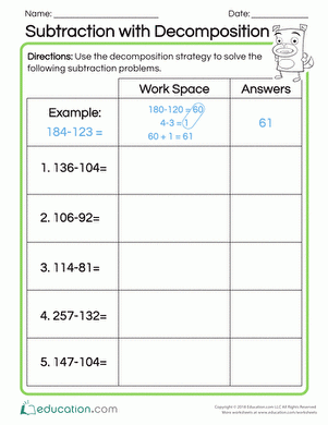 decomposition of numbers worksheet