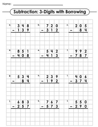 Subtraction Worksheets 3 Digits Worksheets Library