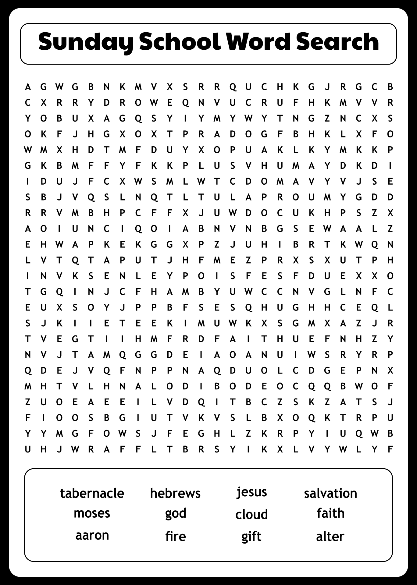 Sunday School Activity Sheets