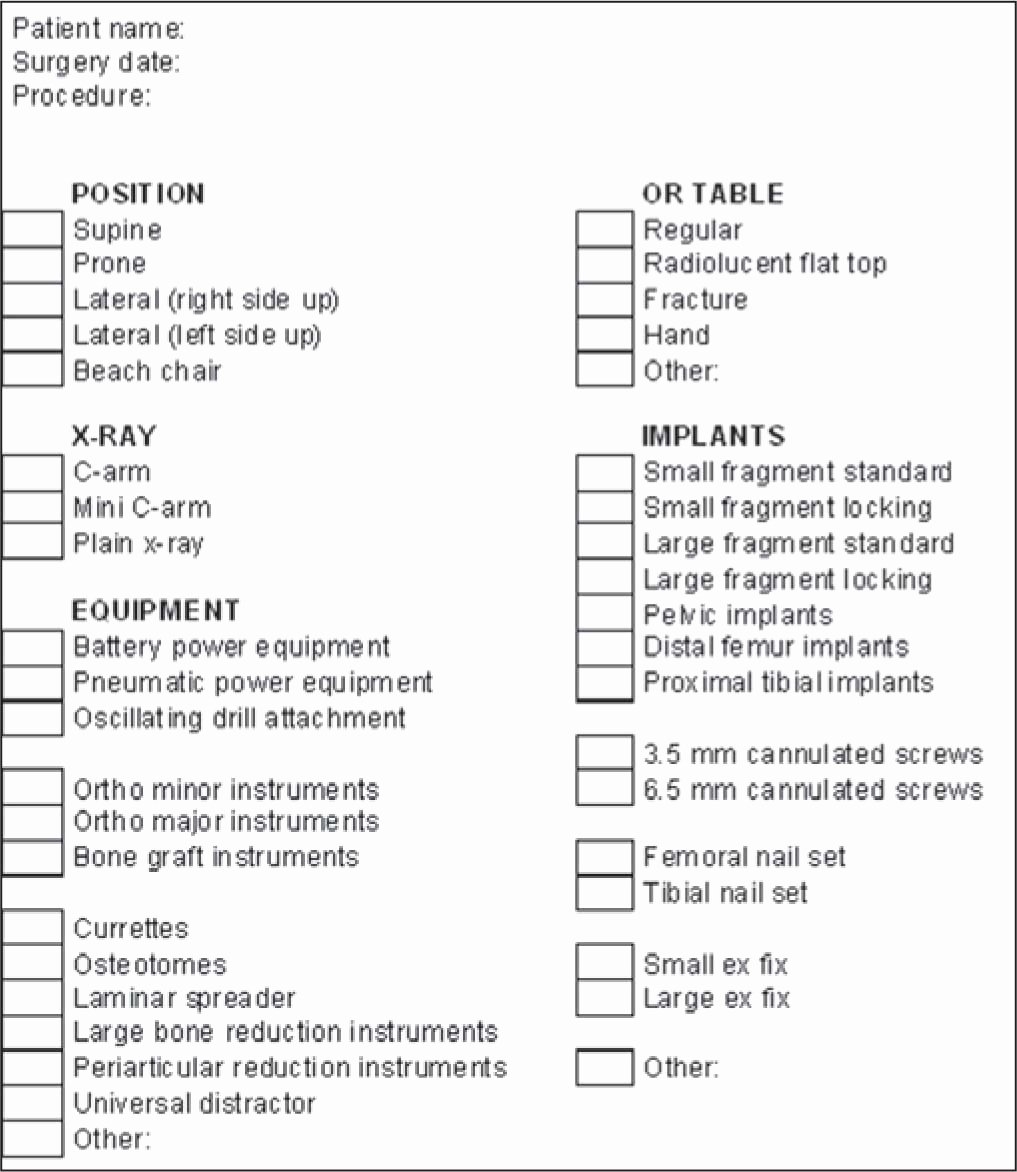 Surgeon Preference Card Template Peterainsworth