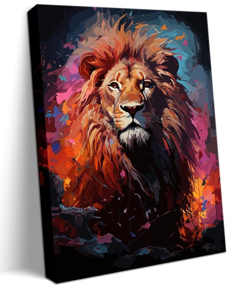 SVRXART Lion Canvas Wall Art Framed Wall Decor For Men 39 s Gift Colorful