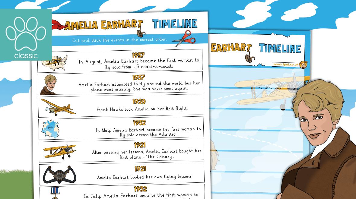 Teacher 39 s Pet Amelia Earhart Timeline Activity