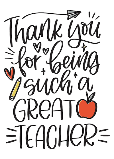 Teacher Appreciation Cards Thank You Cards 2024