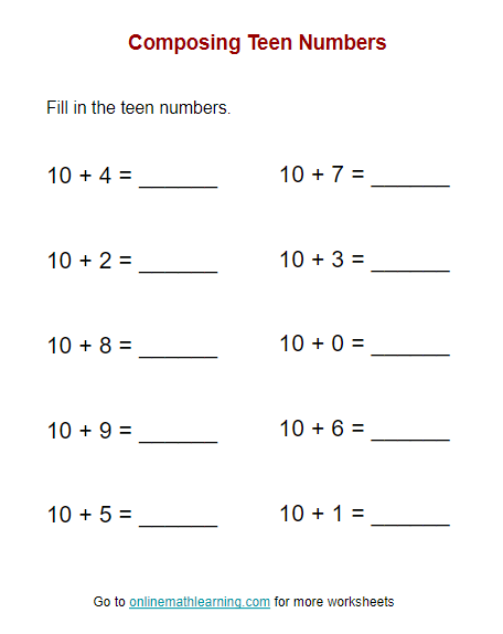 Teen Numbers Worksheets Worksheets Library