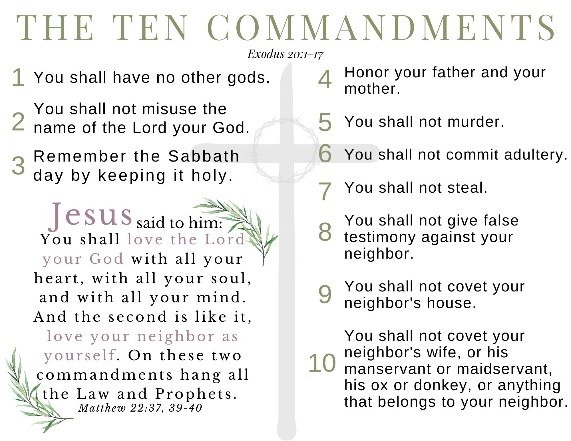 Ten Commandments Printables Printable Calendars AT A GLANCE