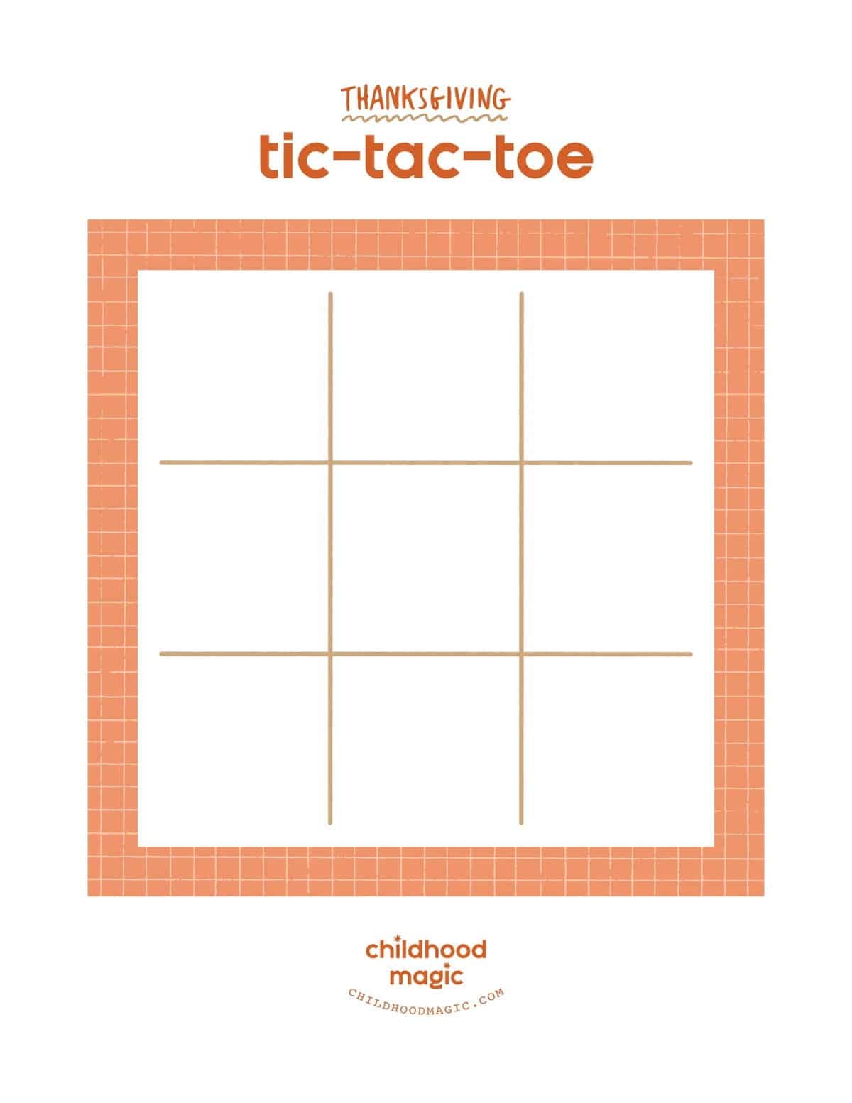 Thanksgiving Tic Tac Toe Childhood Magic