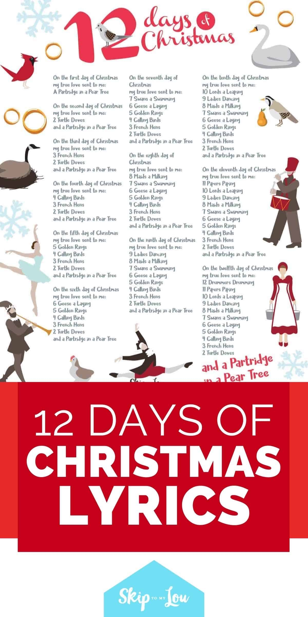 The 12 Days Of Christmas Lyrics Printable Printable Templates Free