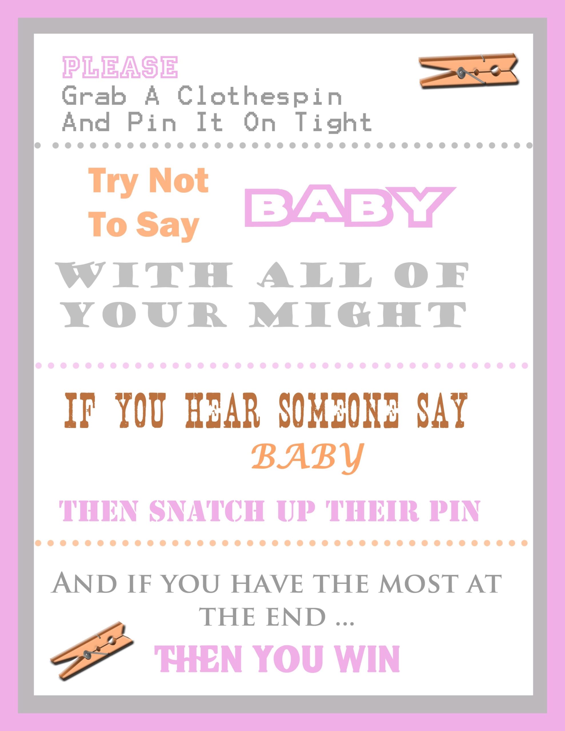 The Clothespin Baby Shower Game