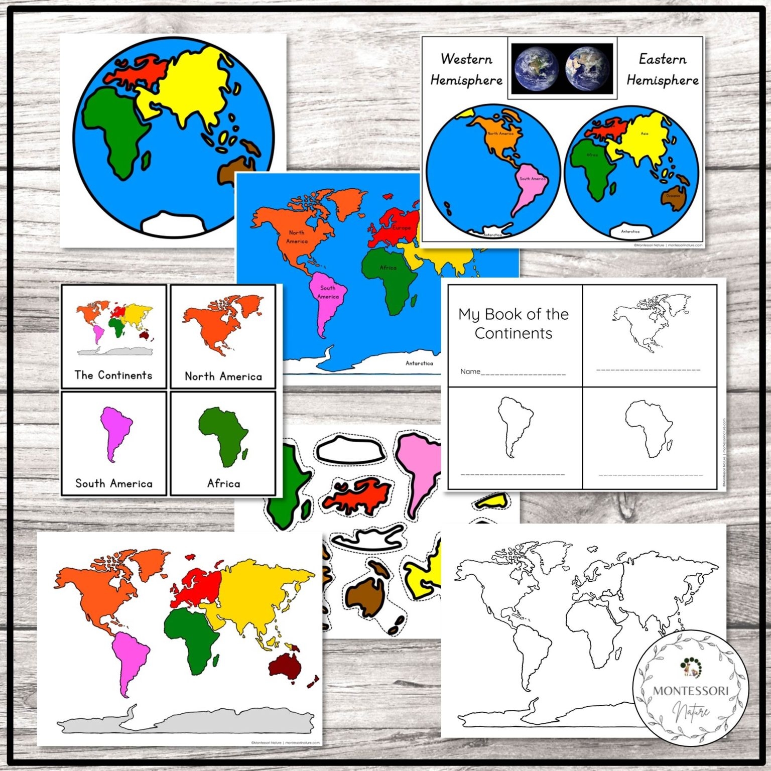 7 continents individual pictures printable