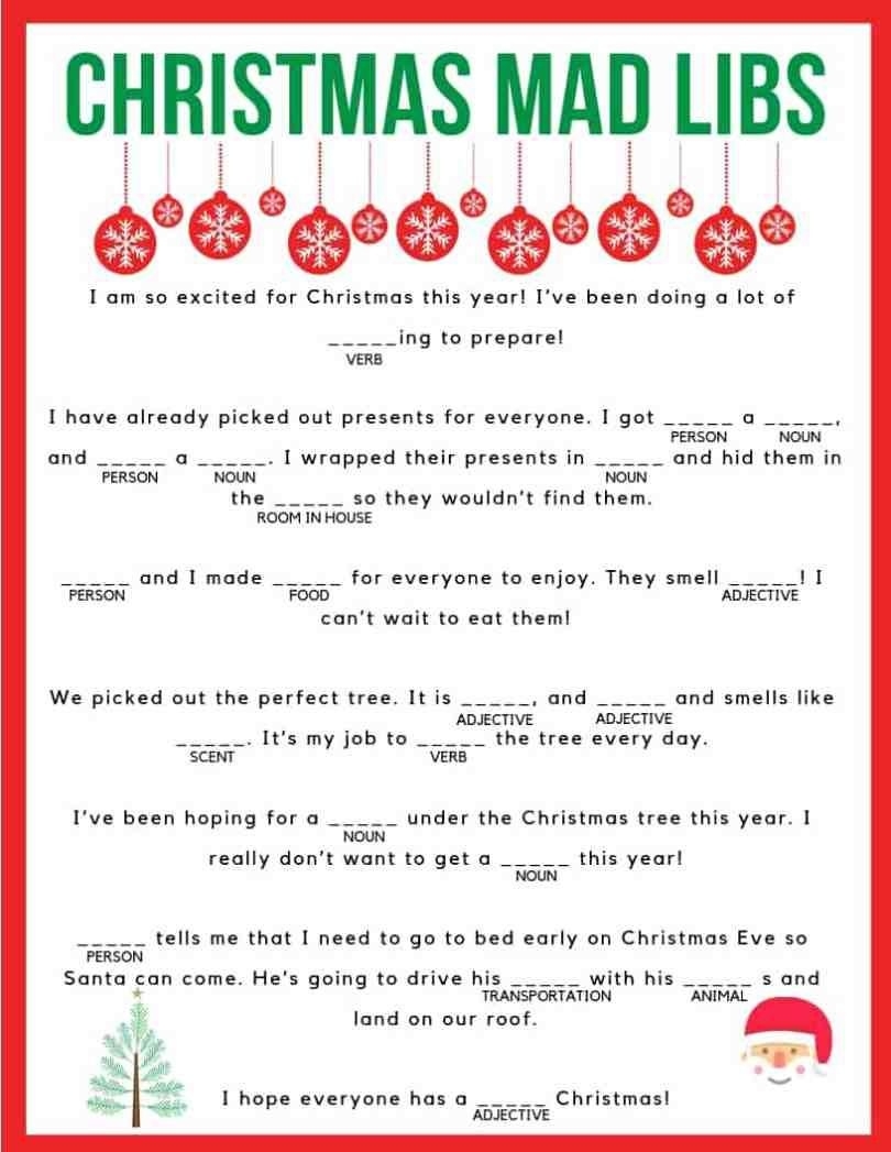 The Grinch Mad Lib Holiday C g a Christmas Games activities