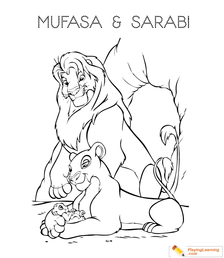 The Lion King Mufasa Sarabi Coloring Page 01 Free The Lion King 