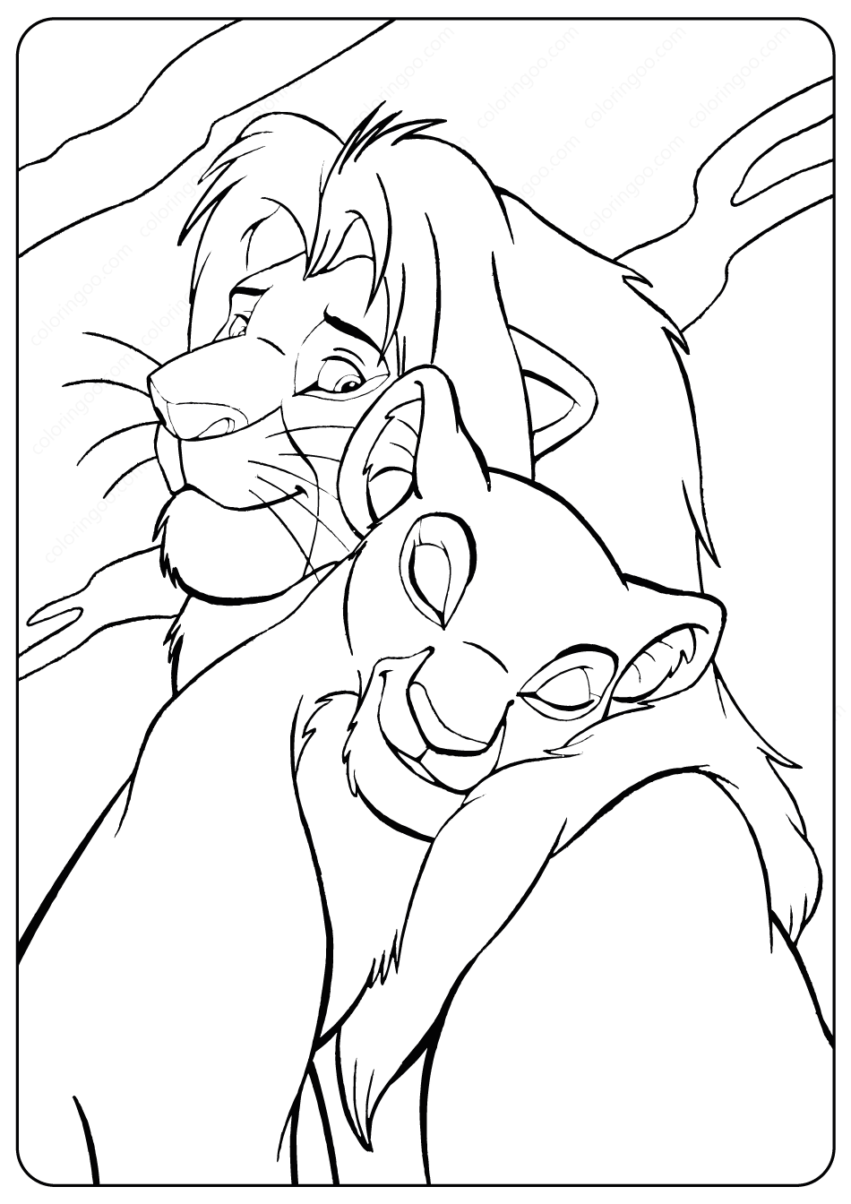 The Lion King Simba And Nala Coloring Pages