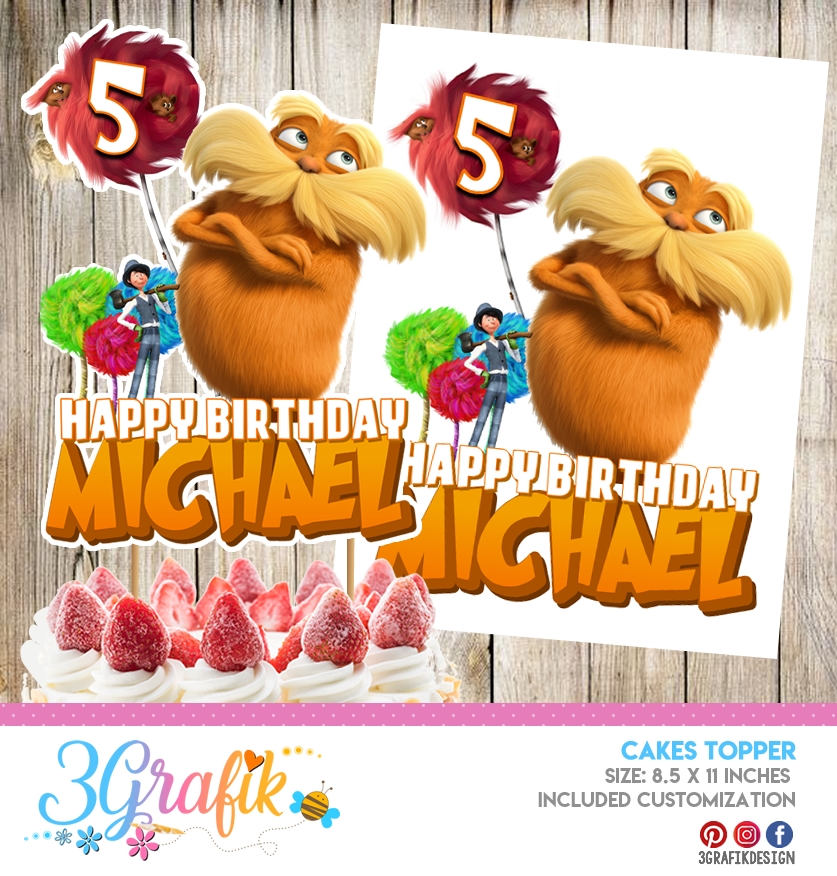 The Lorax Cake Topper Printable The Lorax Birthday Topper