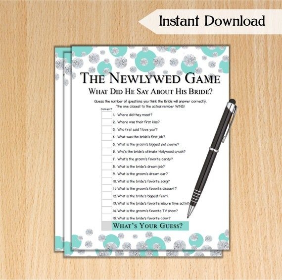 The Newlywed Game Bridal Shower Game Tiffany Diamonds Printable Bridal 