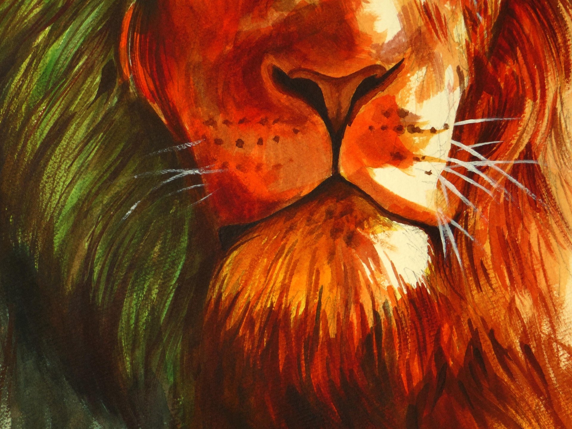 color lion painting