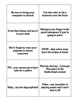 THE PRINTABLE SILLY SENTENCES GAME Grade 2 By Sheila Azevedo