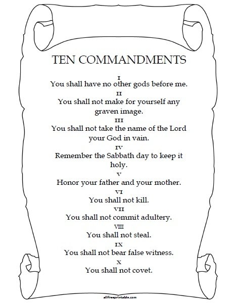 The Ten Commandments Free Printable