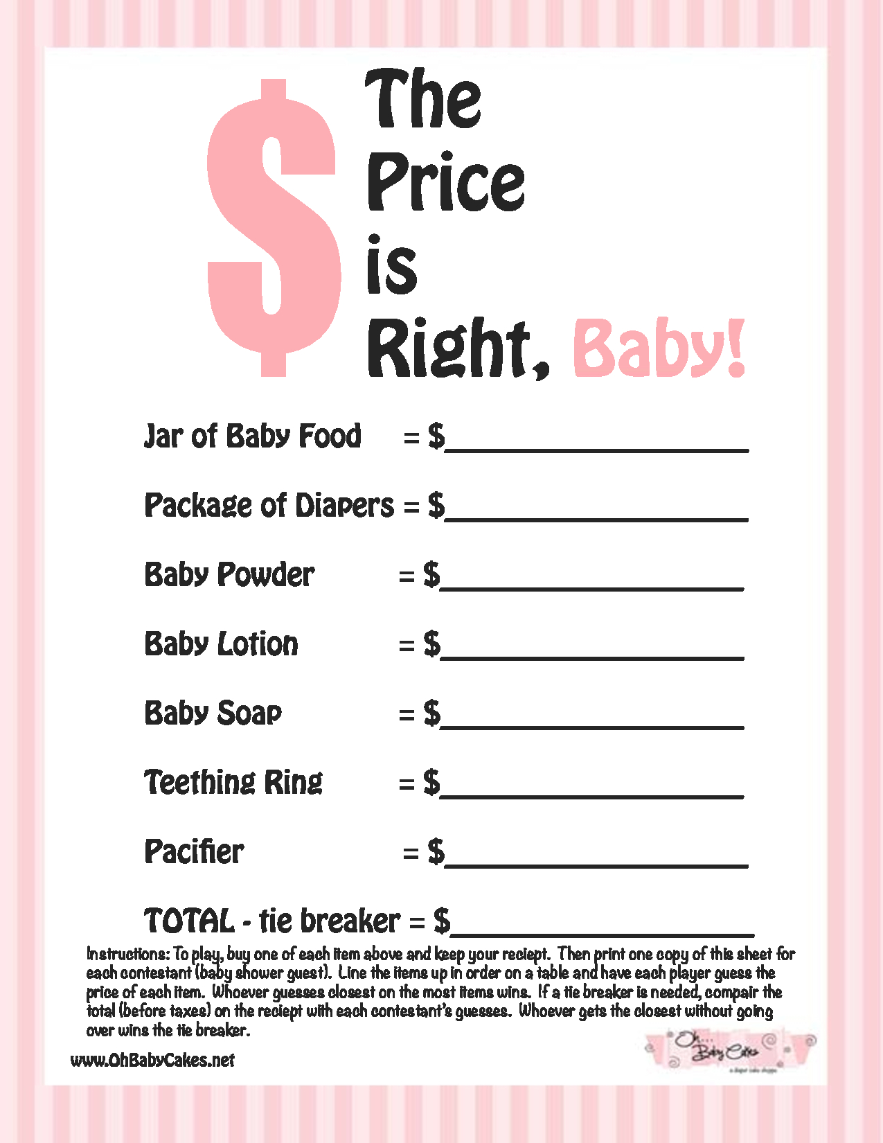 free printable coed baby shower games