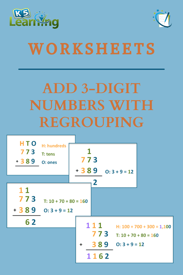 Three digit Addition With Regrouping K5 Learning