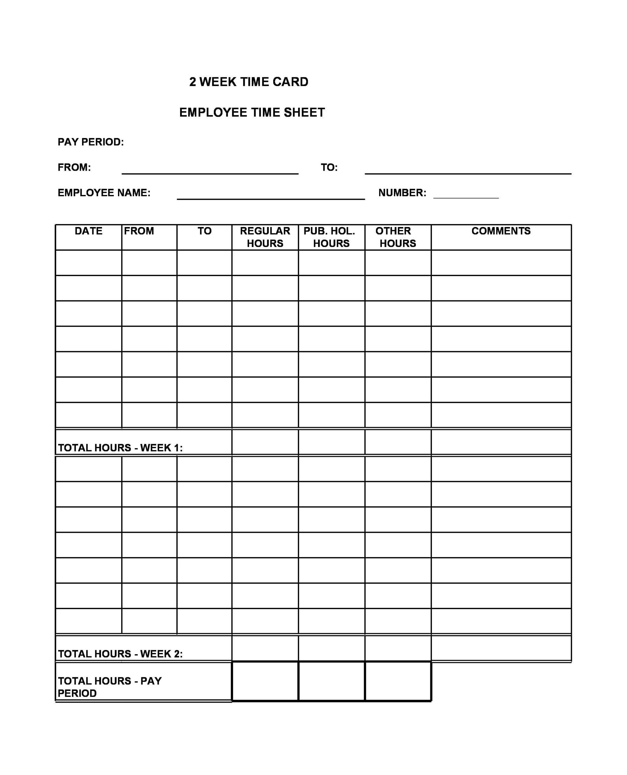 printable time card templates