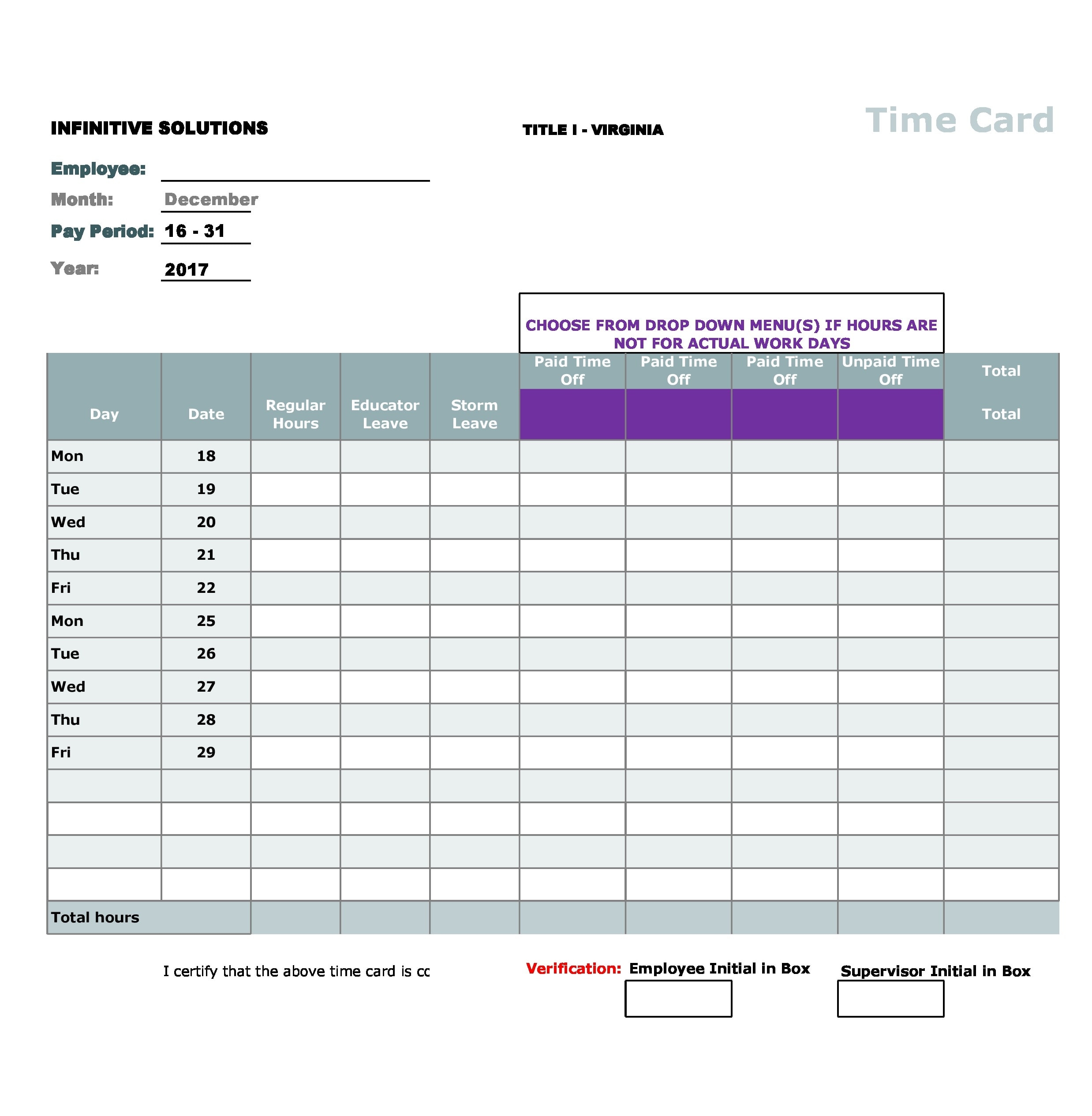 Time Card Templates Free Printable Printable Word Searches