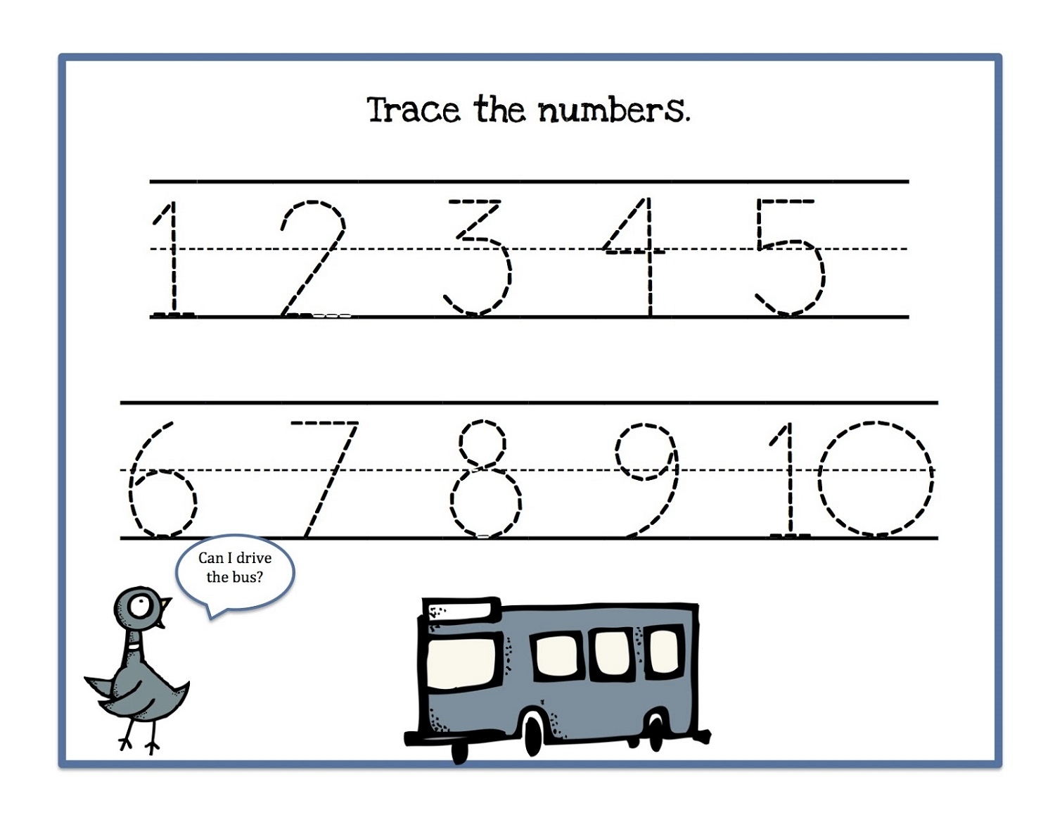 writing numbers 1-10 worksheets